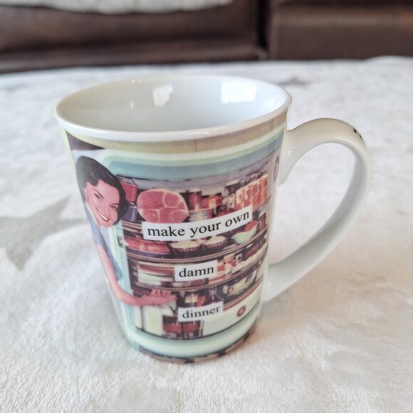 Anne Taintor "Make Your Own Damn Dinner" Retro Diva 9 OZ Porcelain Coffee Cup - Picture 1 of 5